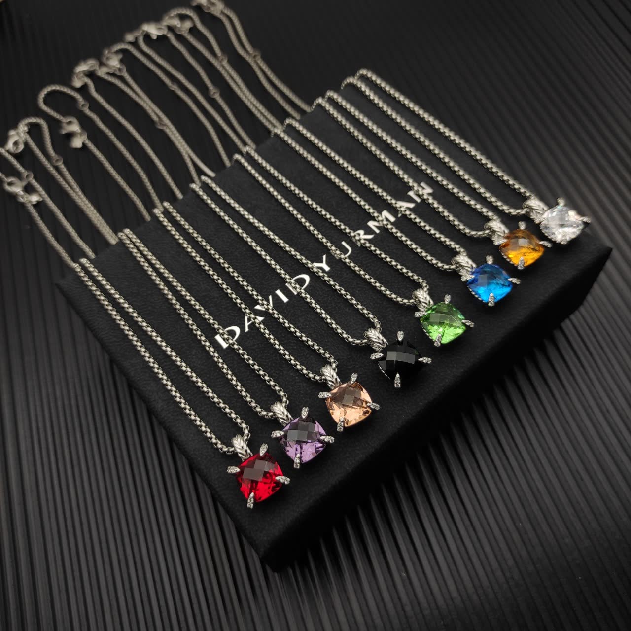 David Yurman Black Onyx and Diamond Chain Necklace